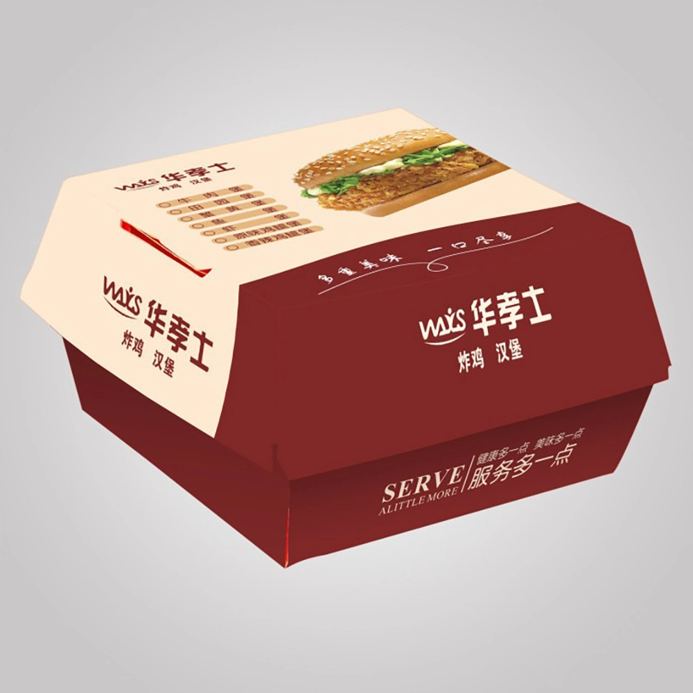 Factory Promotion Paper Burger Box Standard Size for Cardboard Paper Hamburger Box