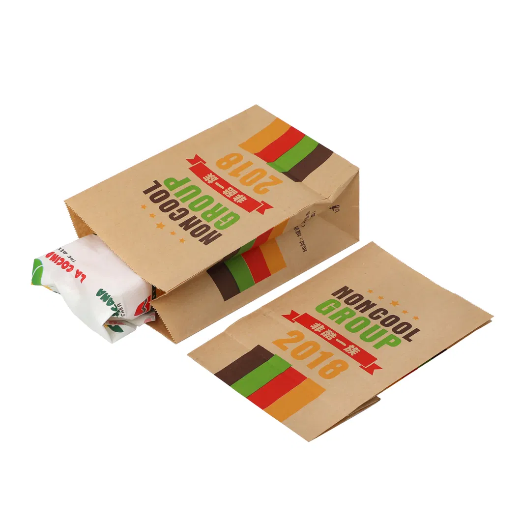 Customized Square Bottom Food White Brown Kraft Greaseproof Paper Takeaway Sos Lunch Bags