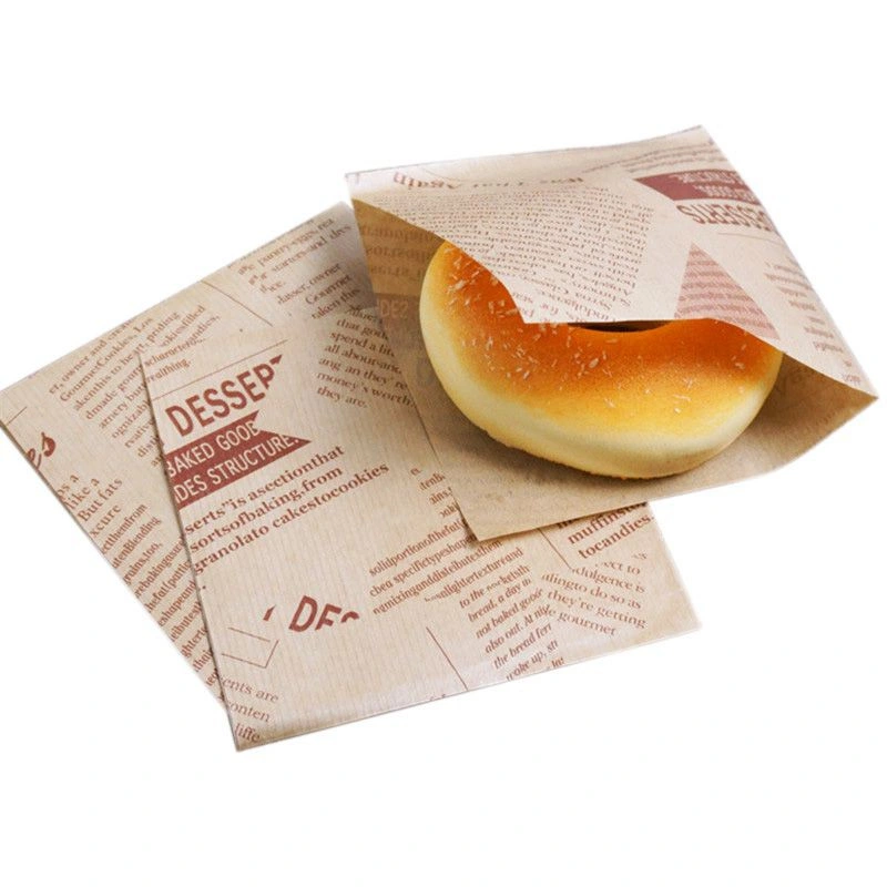 Customized Square Bottom Food White Brown Kraft Greaseproof Paper Takeaway Sos Lunch Bags