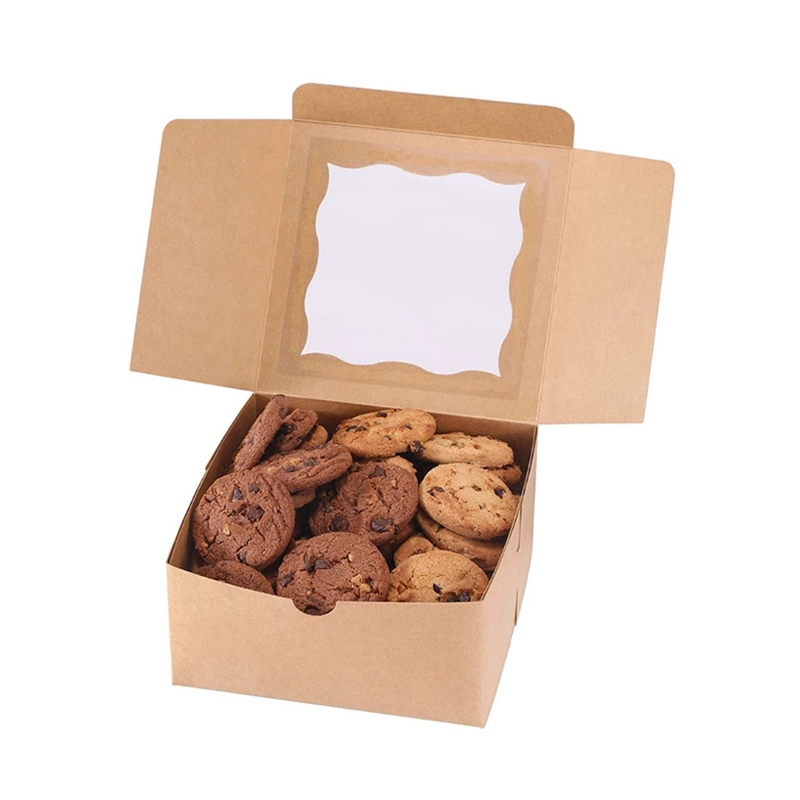 Factory Custom Size Brown Kraft Paper Bakery/Dessert/Pastry/Cake/Cookies/Donut Food Packaging Box for Party