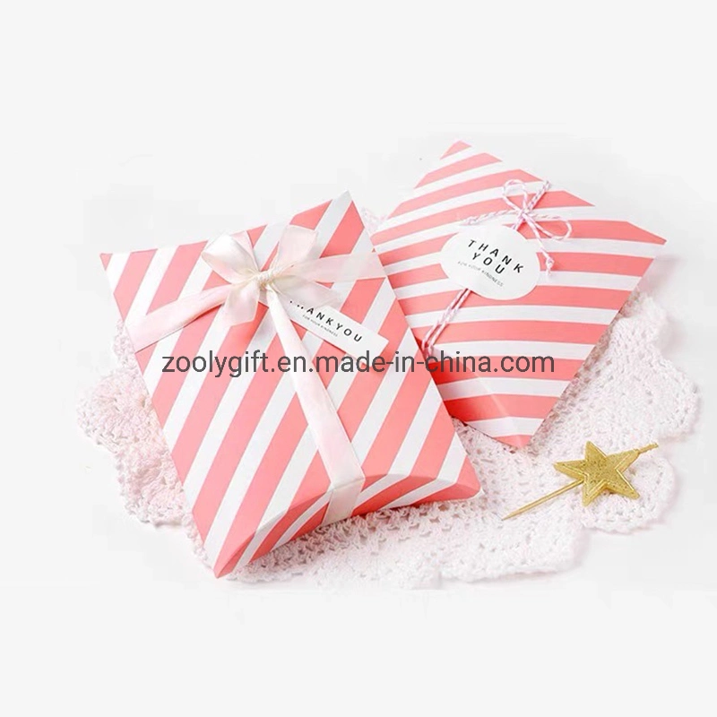 Custom Pillow Shape Package Boxes Candy Cake Boxes Wedding Birthday Party Decorations Box Mini Candy Paper Gift Packaging Box Kraft Paper Gift Box