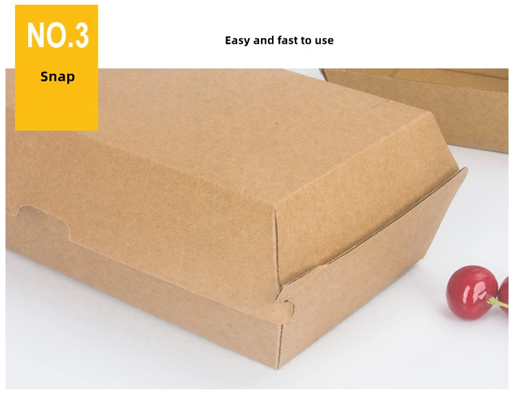 Custom Full Color Brown White Square Large Mini Disposable Corrugated Take out Folding Paper Food Packaging Burger Box