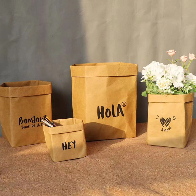 Brown Paper Bag Storage Large Capacity Storage Bag Folded Freely Wear Resistant for Office for Closet for Nursery for Kitchen