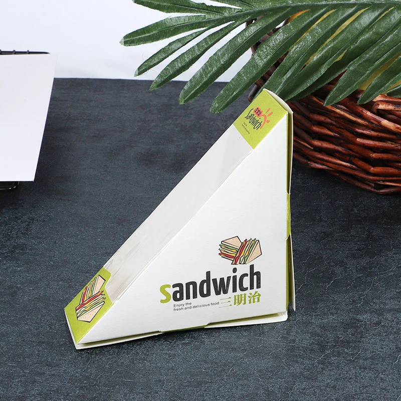 Custom Food Grade Hamburger Bakery Bread Paper Triangle Packaging Sandwich Box