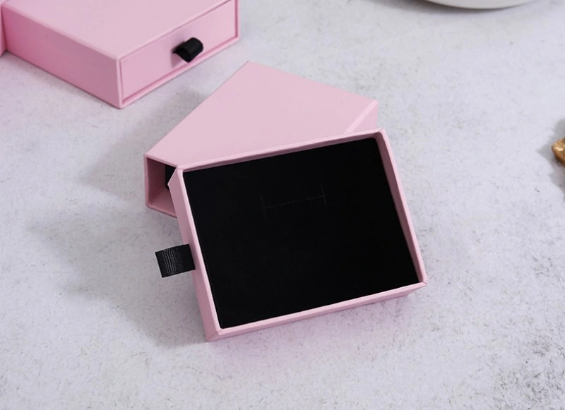 Simple Style Solid Color Paper Jewelry Boxes Packaging Sliding Gift Drawer Rectangular Box