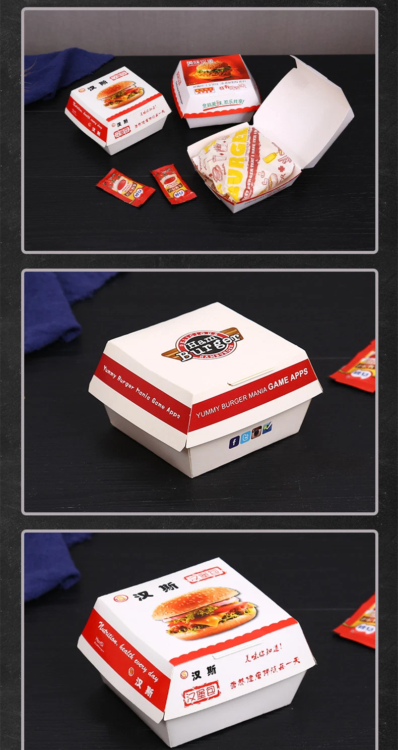 Customized Printed Logo Paper Packaging Hamburger Burger Box