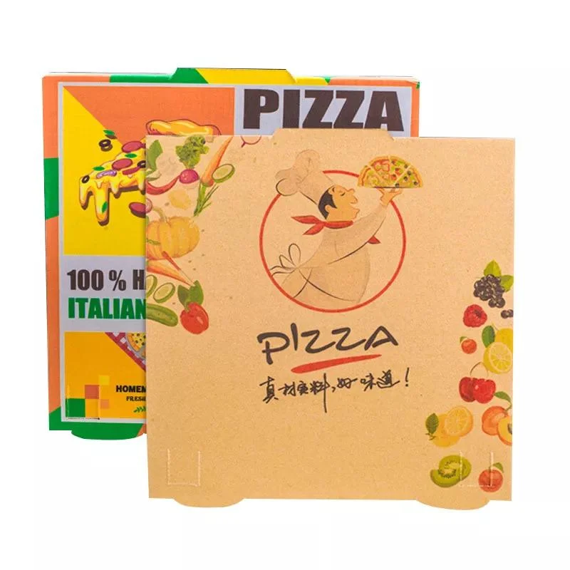 Custom Eco Friendly Durable Brown Corrugated Paper Fast Food Container Packaging Pizza Box with Printing Logo