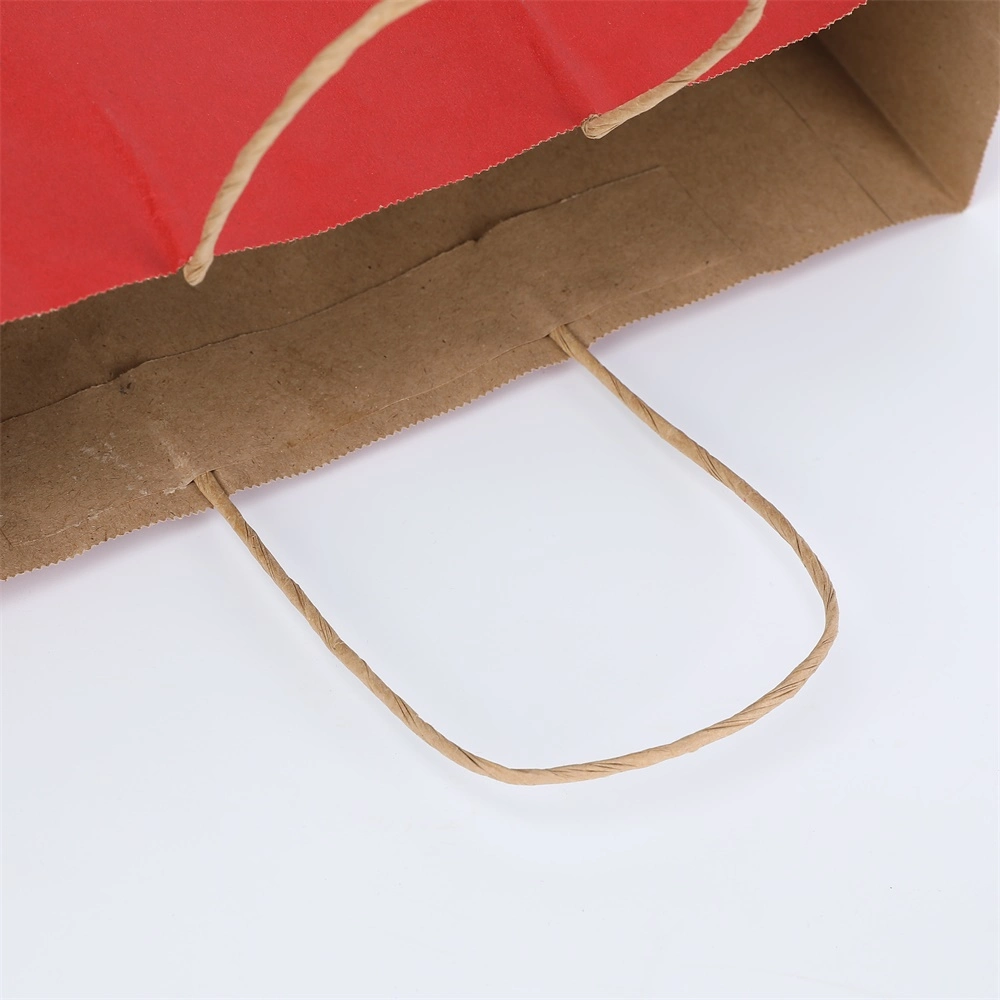 Customized Red Gift Bags Large Kraft Paper Bags with Handles