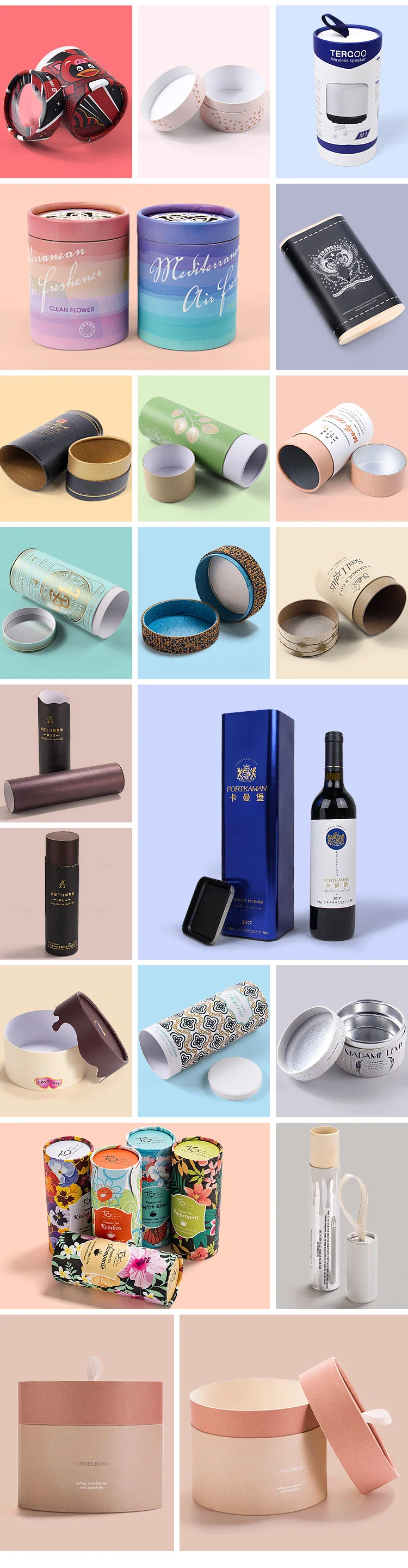 Custom Printing Small Paper Tube Cardboard Cosmetic Perfume Oil Data Cable Packaging Box