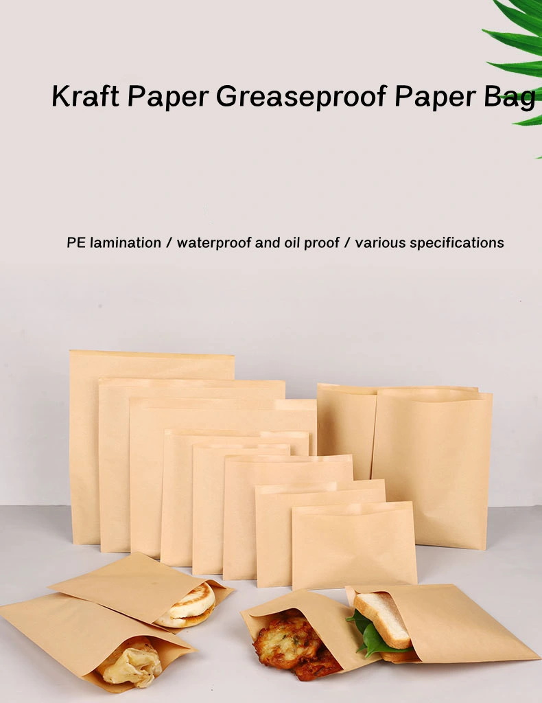 Wholesale Custom Small White Brown Kraft Fast Food Square Bottom to Go Takeaway Paper Lunch Bags