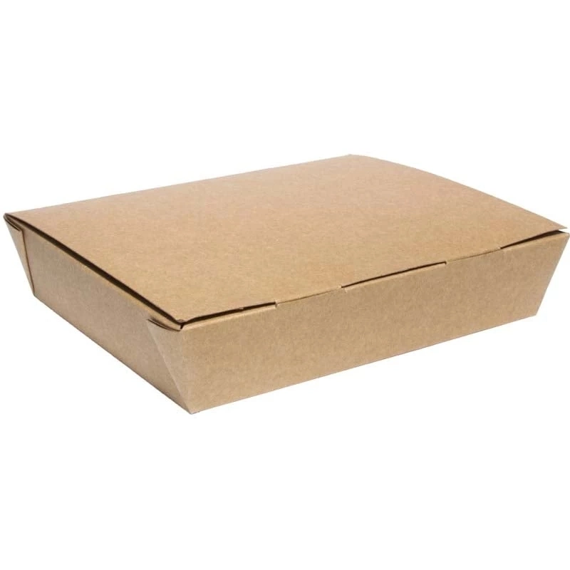 Custom Biodegradable FDA Flat Pack Easy Folding Food Grade Grease Resistant Takeaway Kraft Paper Hamburger Lunch Container Box