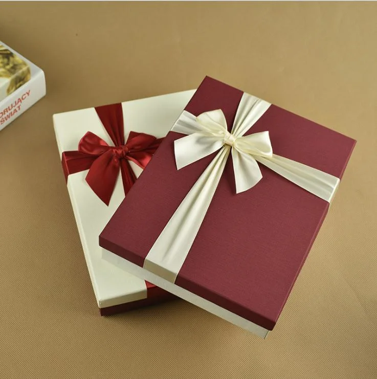 Special Paper Pasted Rectangular Cardboard Flower Gift Packaging Box with Ribbon