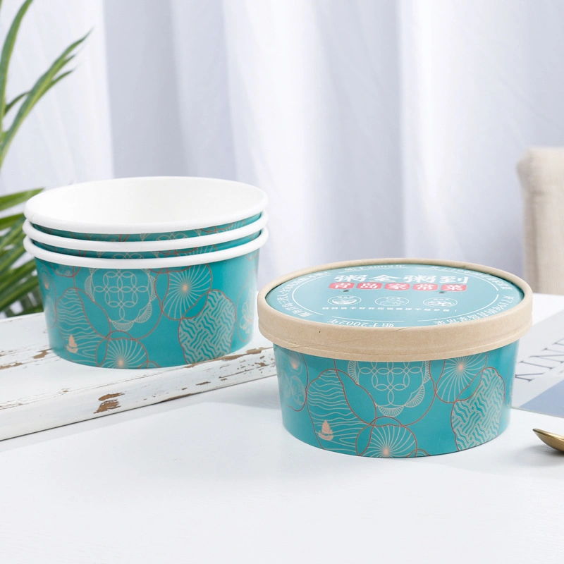 Thickened Disposable Congee Bucket Kraft Paper Soup Bucket Soup Cup Paper Bowl with Cover Takeaway Packaged Soup Bowl