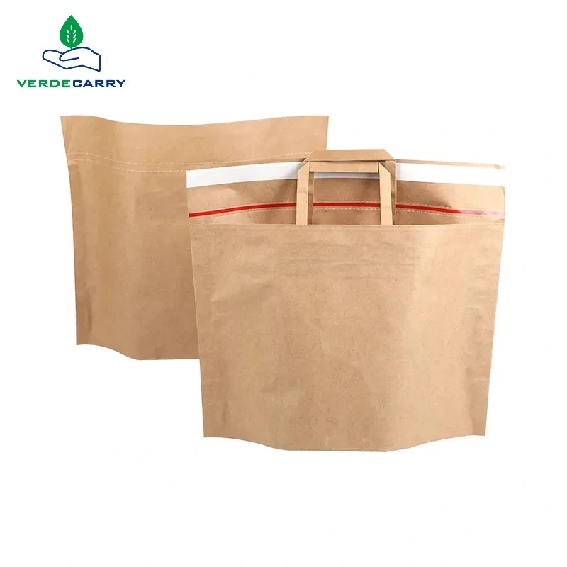 Custom Craft Brown Paper Mailer Mailing Bags Fashion Clothes Postal Bags with Flat Handle