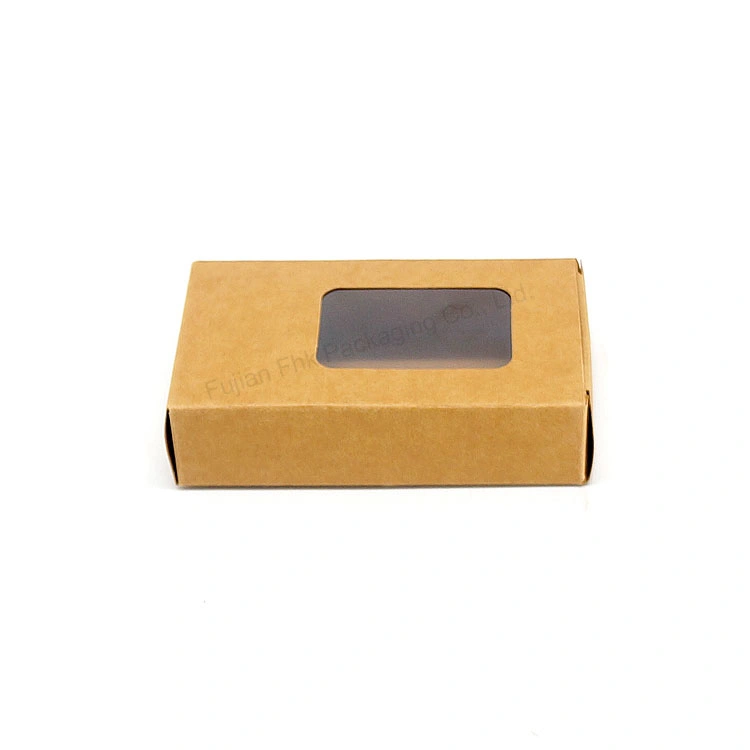 Biodegradable Kraft Paper Box with Window Simple Tuck Paper Packaging Custom Soap Display Box