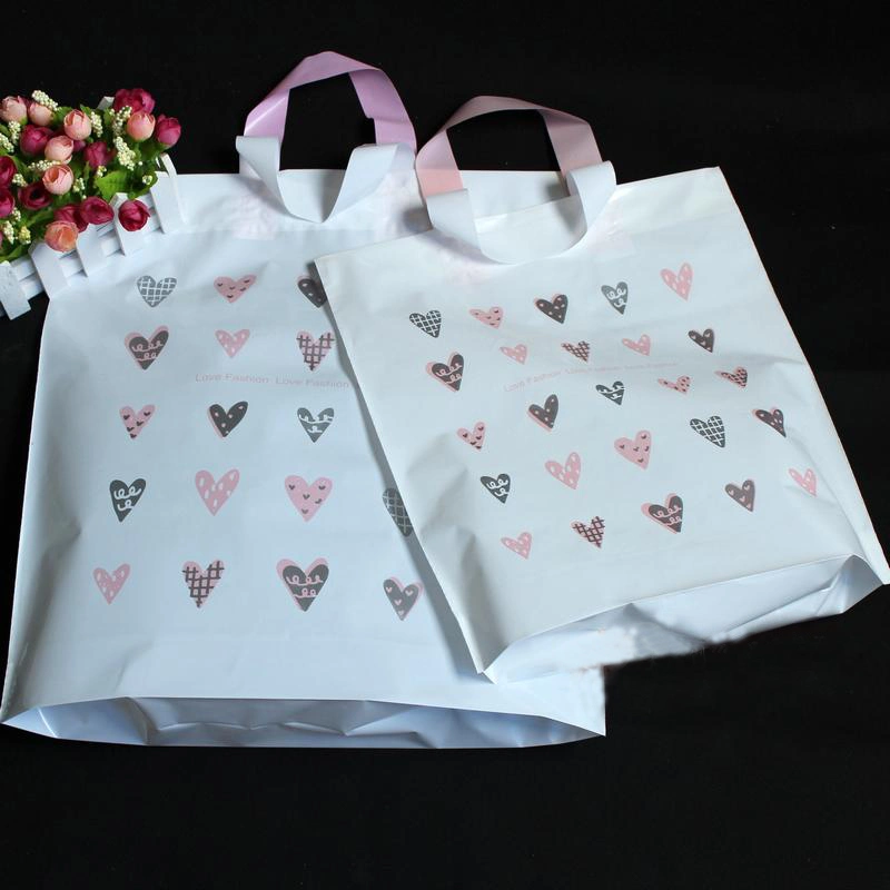 Take out Bags - Thick White Plastic Shopping Bags with Handles &amp; Cardboard Bottom