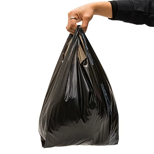 Take out Bags - Thick White Plastic Shopping Bags with Handles &amp; Cardboard Bottom