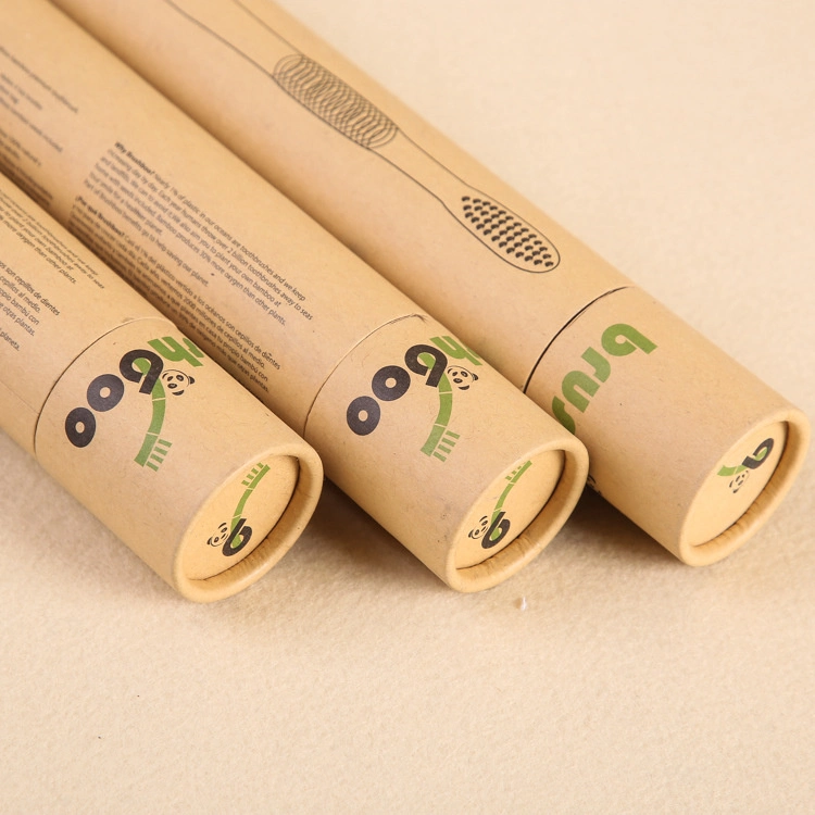 Custom Cylinder Paper Tube Packaging Box Brown Gift Box with Cmyk for Bamboo Toothbrush