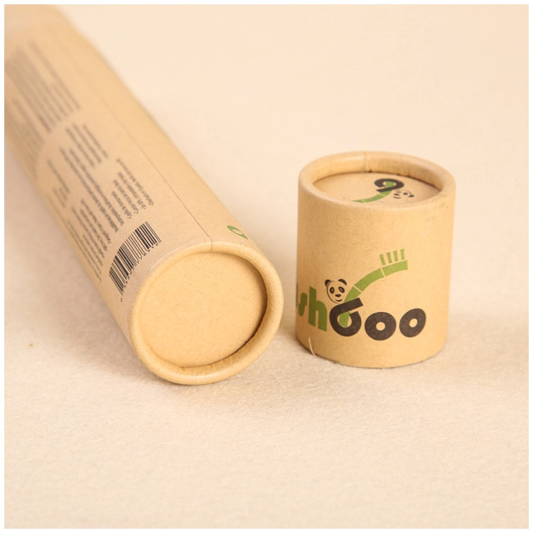 Custom Cylinder Paper Tube Packaging Box Brown Gift Box with Cmyk for Bamboo Toothbrush