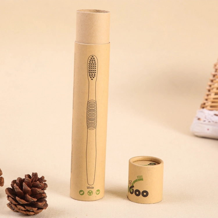 Custom Cylinder Paper Tube Packaging Box Brown Gift Box with Cmyk for Bamboo Toothbrush