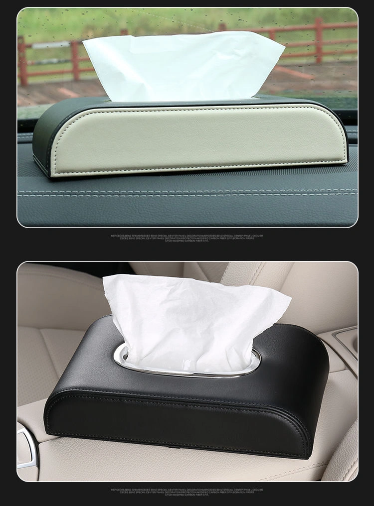 Leather PU Cover Square Holder Hotel for Cars Tumbled Hanging PVC Backseat Bedroom Carbon Facial Car Paper Tissue Box