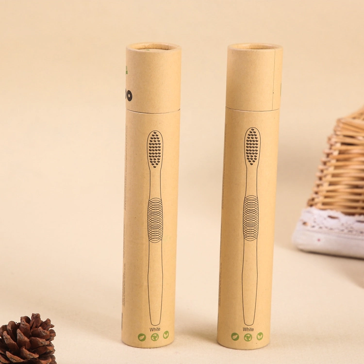 Custom Cylinder Paper Tube Packaging Box Brown Gift Box with Cmyk for Bamboo Toothbrush