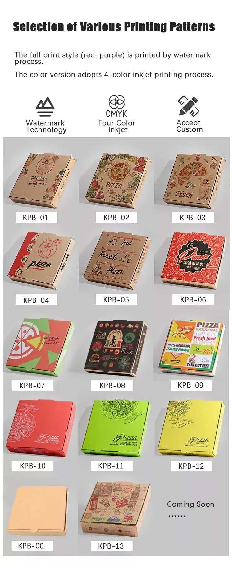 Custom Eco Friendly Durable Brown Corrugated Paper Fast Food Container Packaging Pizza Box with Printing Logo