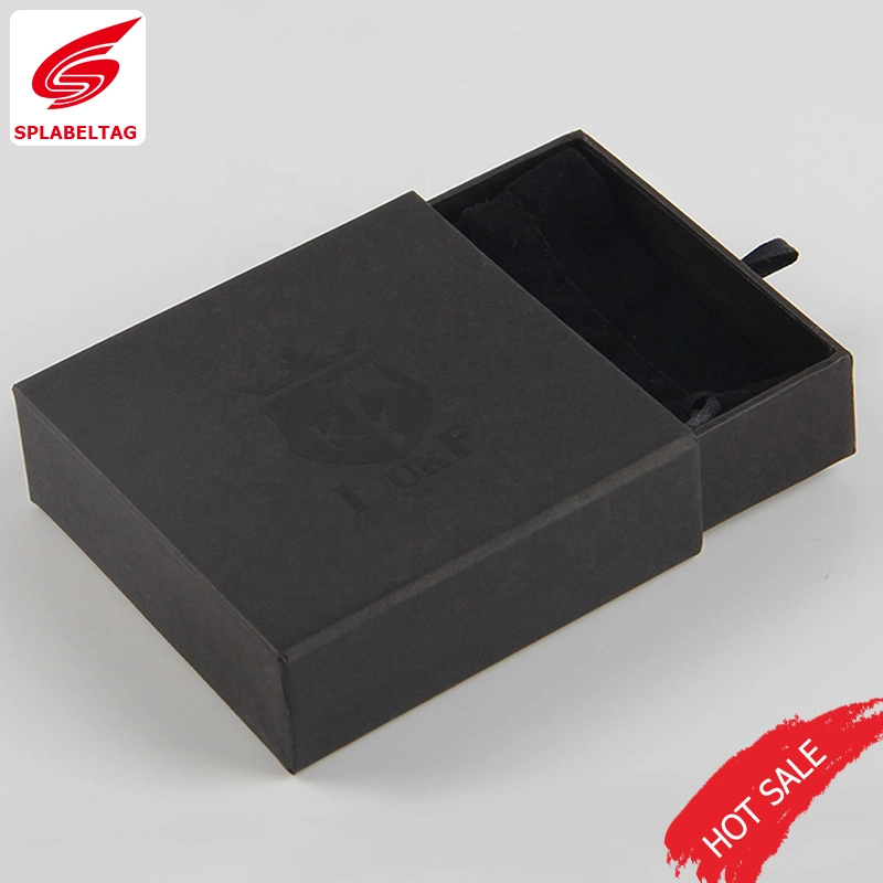 China Wholesale Custom Brand Logo Watch Jewelry Black Card Paper Drawer Box