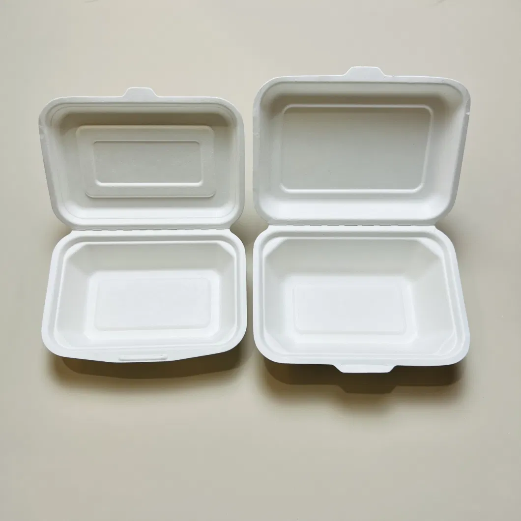 6 7 8 Inch Sugarcane Bagasse Pulp Disposable Biodegradable Brown Lunch Food Hamburger Clamshell Burger Paper Box