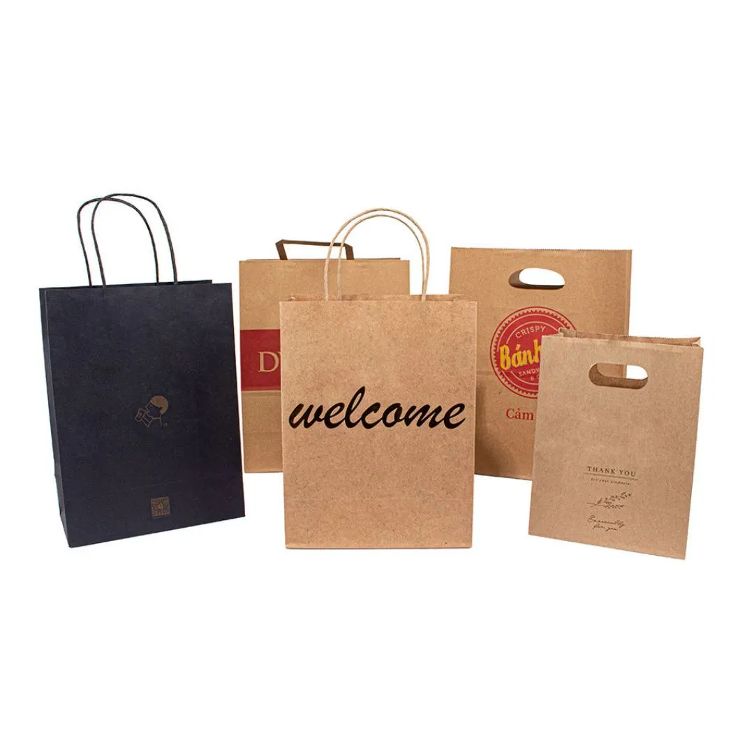 Customised Printing Design Logo OEM Big Recycled Large Retail Bolsas Papel Kraft Gift Paper Shopping Bags with Handle