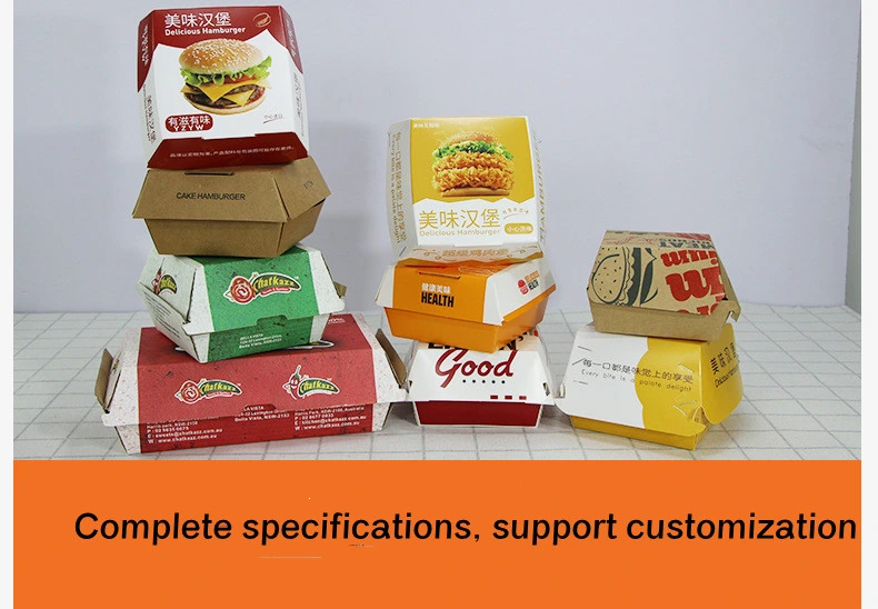 Custom Burger Supplier Eco Friendly Recyclable Logo Printing Biodegradable Takeaway Hamburger Boxes