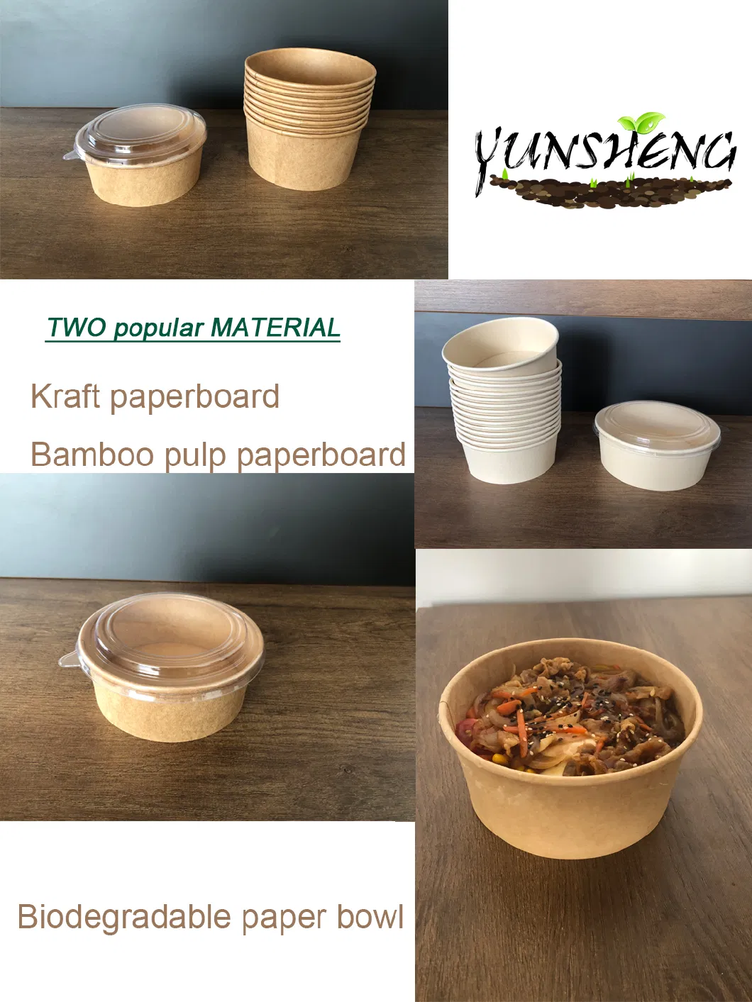 Disposable Cardboard Bamboo Pulp Paper Soup Bowls with Lid