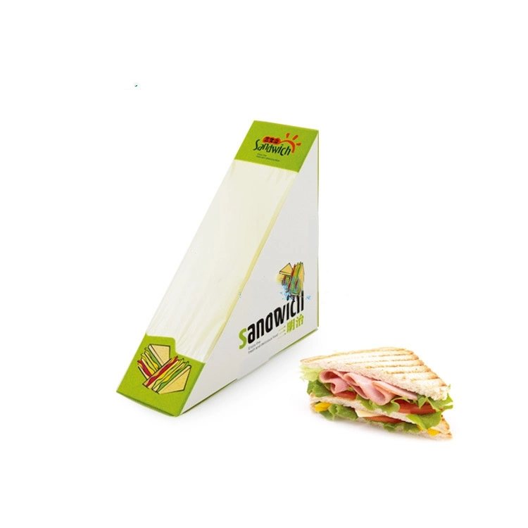 Custom Food Grade Hamburger Bakery Bread Paper Triangle Packaging Sandwich Box