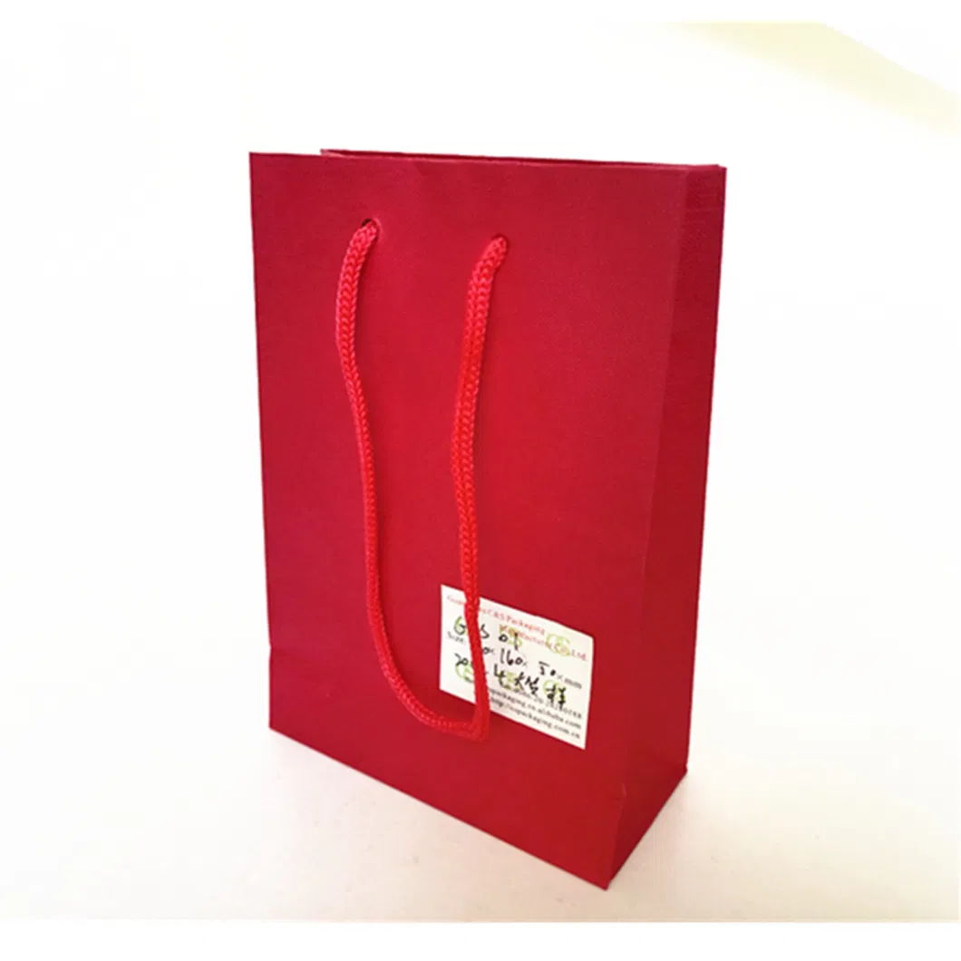 Wholesale Bright Red Foil Stamping Logo Textured Paper Bag for Jewelry Gift