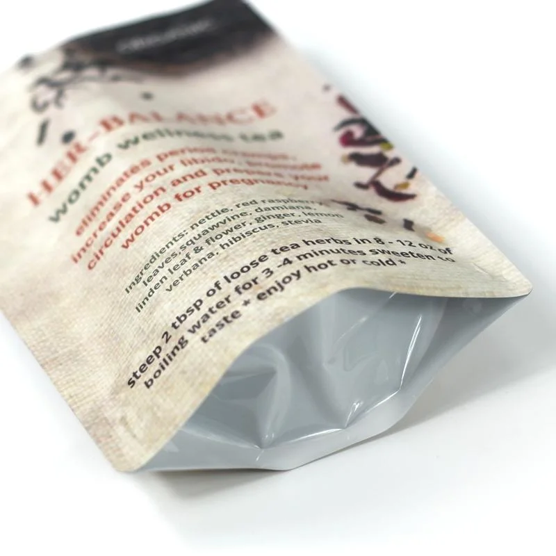 Custom Printed Recyclable Doypack Zip Lock Loose Tea Packaging Zipper Kraft Paper Bag Stand up Pouch