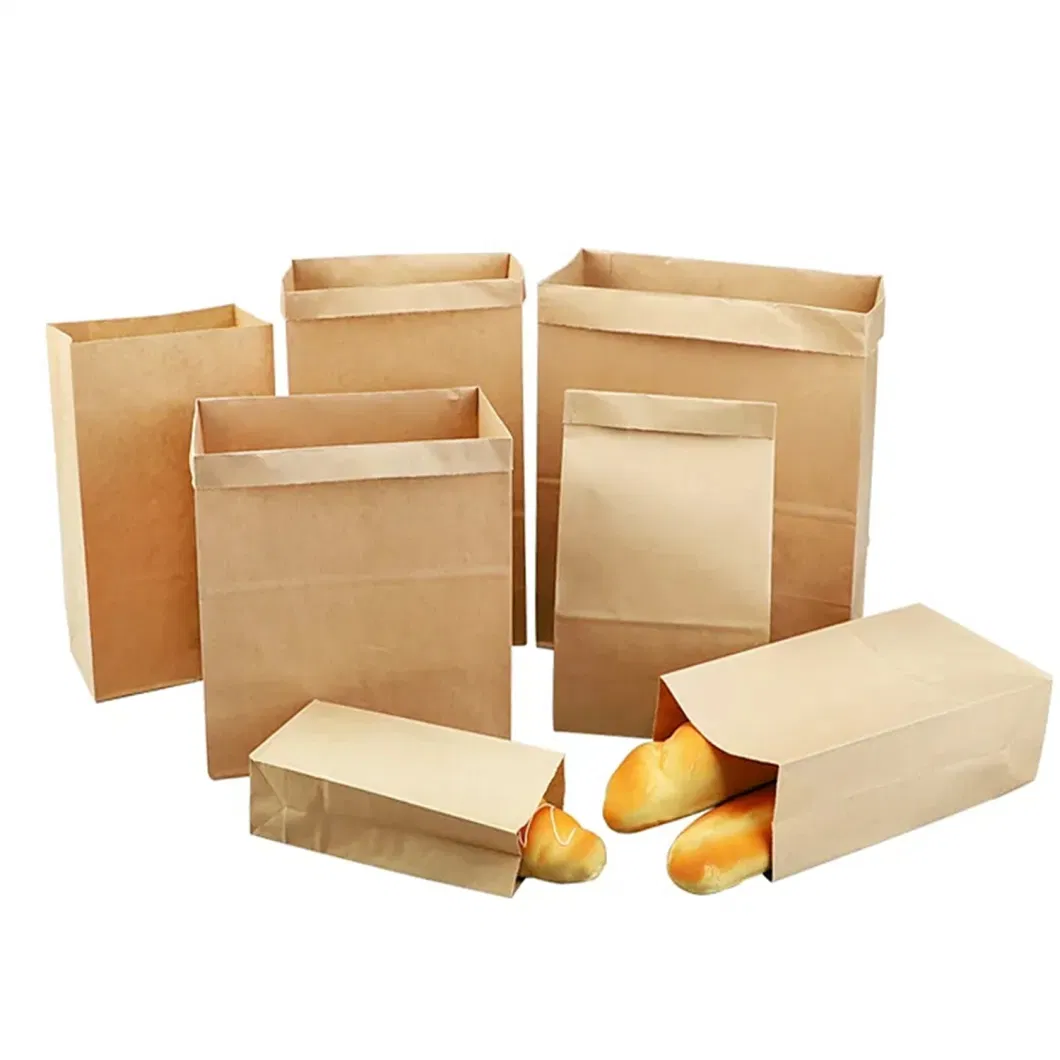 Custom for Food Grade Kraft Paper Lunch Bag Recycled Brown Paper Bag with Logo Printed Kraft Paper Lunch Bag