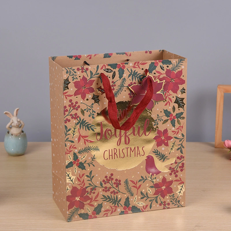 Wholesale Custom Luxury Shopping Gift Tote Carrier Kraft Paper Bag