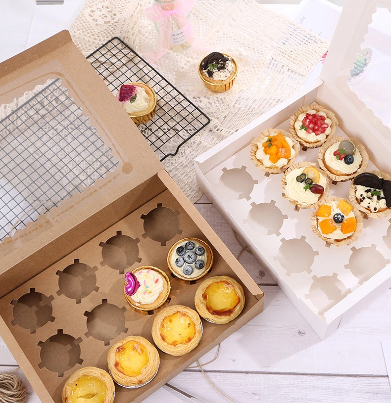 Wholesale Custom White Kraft Paper Bakery Birthday Christmas Wedding Favor Cupcake Packaging Cake Box