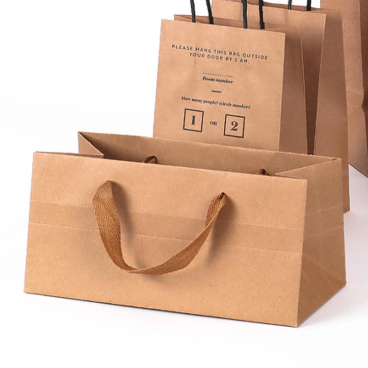 Custom Eco Friendly Brown Gift Takeaway Paper Kraft Packaging Bags