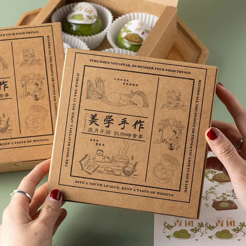 Square Brown Kraft Paper Box with Custom Printing with Low Price for Bakery/Cake