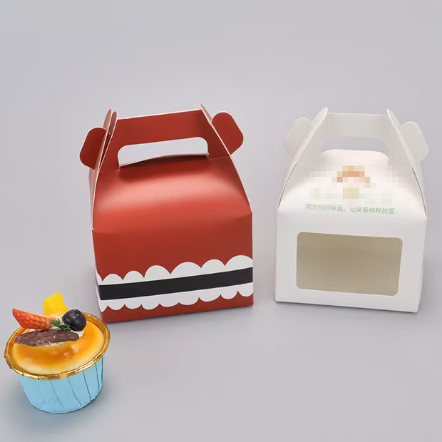 Brown Kraft Paper Cardboard Cookie Cake Printing Folding Wholesale Clear Window Box