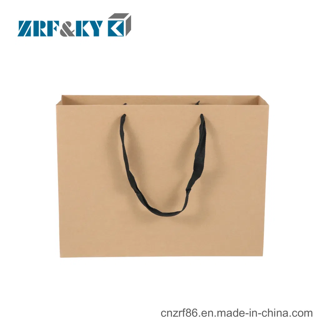 Custom Recycle Logo Printed Strong Brown Kraft Paper Packaging Gift Bags