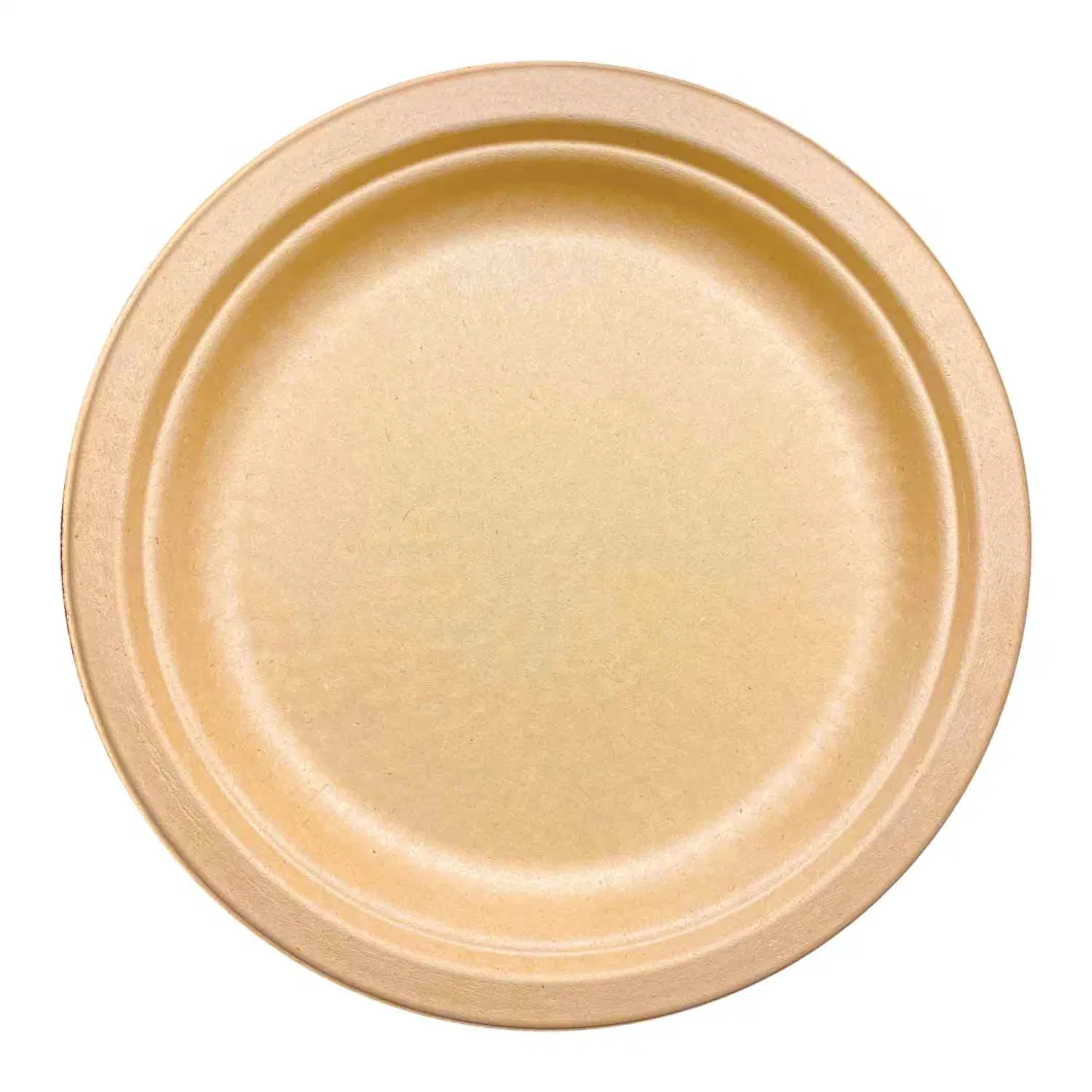 Wholesale Sugarcane Fiber Kraft Paper Plate for Restaurants, Food Trucks, Fast Food Takeouts