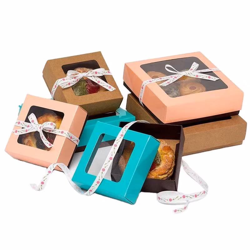 Custom Kraft Paper Box Cake Dessert Packaging Boxes with Window High-Quality Food Box
