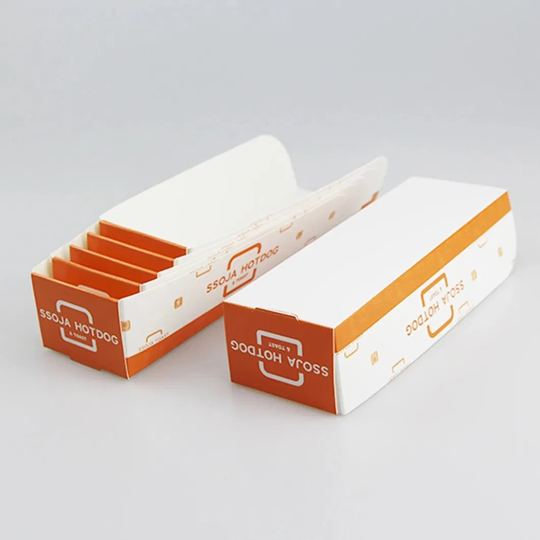 Disposable White Cardboard Food Packaging Lunch Snack Paper Hot Dog Box