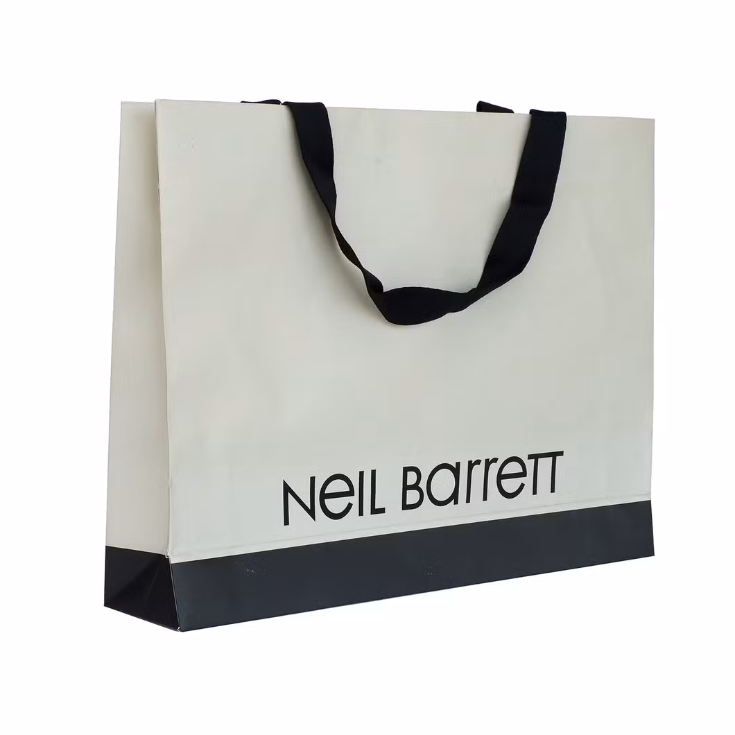 FSC Certificated China Factory Wholesale Luxury High Quality Custom PP Handle Paper Shopping Packaging Tote Gift Bags with Ribbon Closed Garment Bag