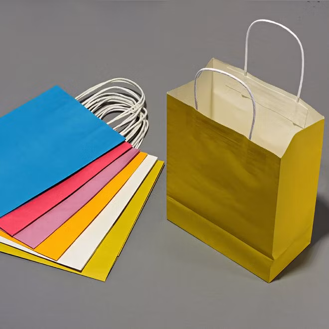 Custom Printed Your Own Logo White Brown Kraft Gift Craft Shopping Paper Bag with Handles