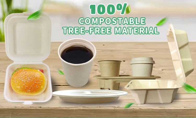 3-Compartments Sugarcane Bagasse Tableware Plates