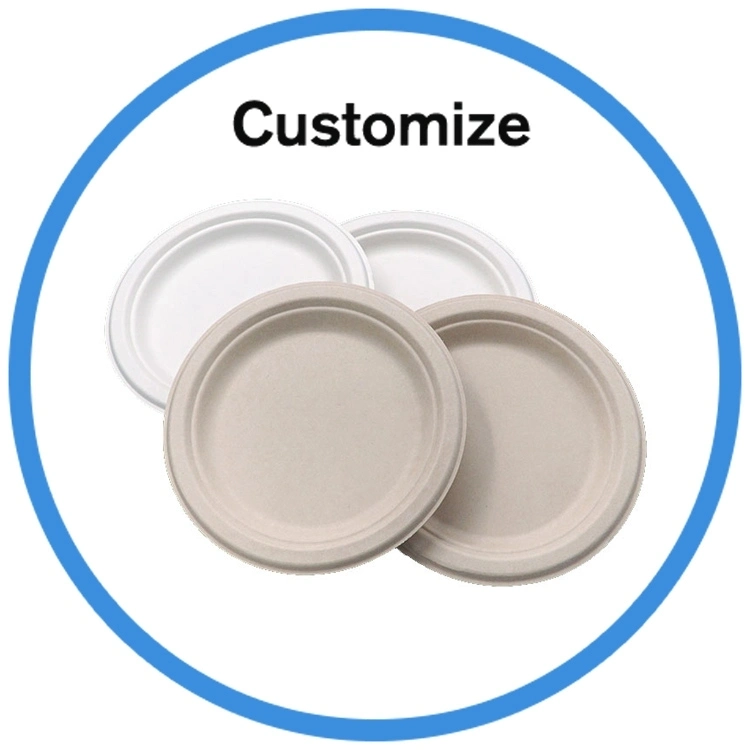 9 Inch 3-Compartment Round Bagasse Plate Biodegradable Sugarcane Plate