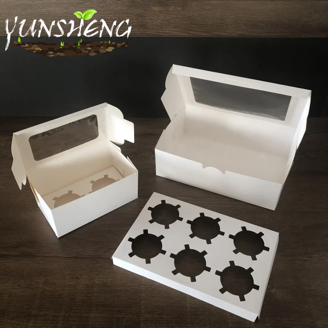 Disposable Environmentally White Cardboard Paper or Kraft Paper Cupcake Boxes